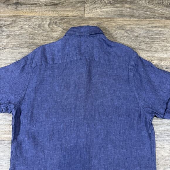 Porter & Ash Linen Button Up Shirt Small Blue Casual Outdoor Linen Dyed Prep Men - Picture 8 of 9